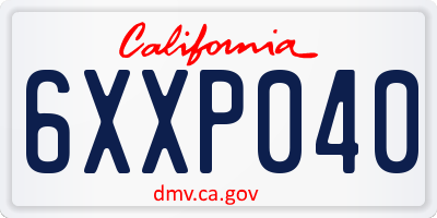 CA license plate 6XXP040