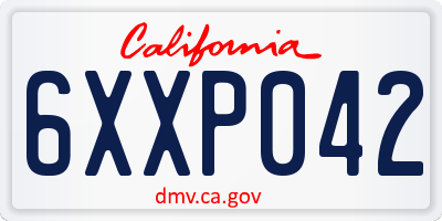 CA license plate 6XXP042