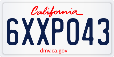 CA license plate 6XXP043