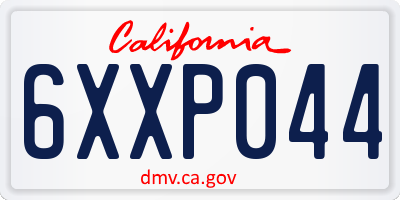 CA license plate 6XXP044