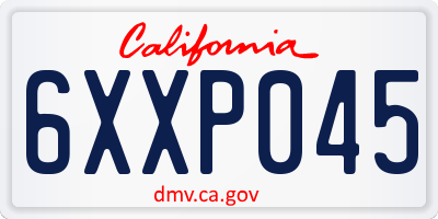CA license plate 6XXP045