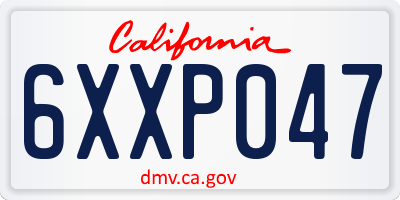 CA license plate 6XXP047