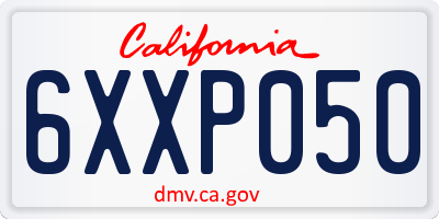 CA license plate 6XXP050