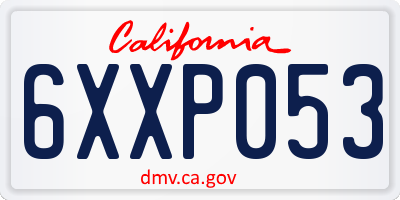 CA license plate 6XXP053