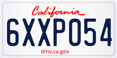 CA license plate 6XXP054
