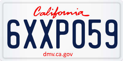 CA license plate 6XXP059