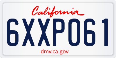 CA license plate 6XXP061