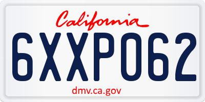 CA license plate 6XXP062