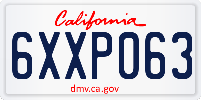 CA license plate 6XXP063