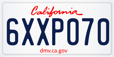 CA license plate 6XXP070