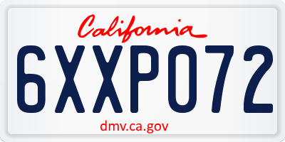 CA license plate 6XXP072