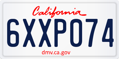 CA license plate 6XXP074