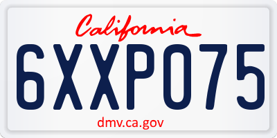 CA license plate 6XXP075
