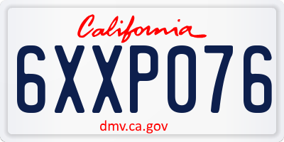CA license plate 6XXP076