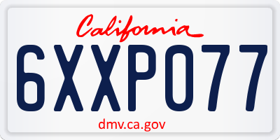 CA license plate 6XXP077