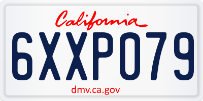CA license plate 6XXP079