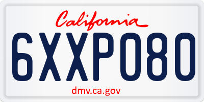 CA license plate 6XXP080