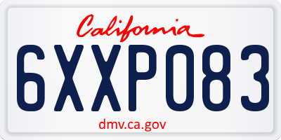 CA license plate 6XXP083