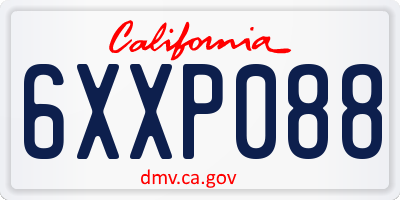 CA license plate 6XXP088