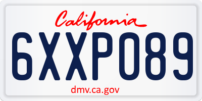 CA license plate 6XXP089