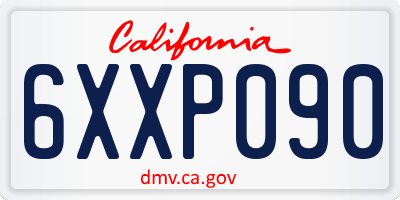 CA license plate 6XXP090