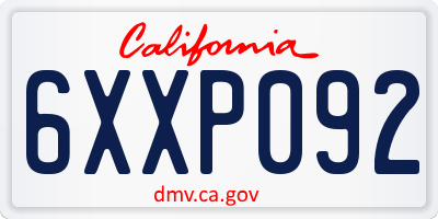 CA license plate 6XXP092