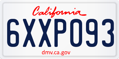 CA license plate 6XXP093
