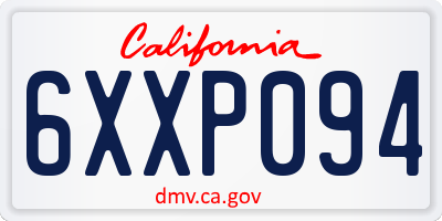 CA license plate 6XXP094