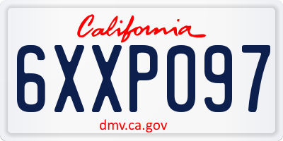 CA license plate 6XXP097