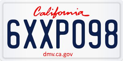 CA license plate 6XXP098