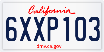 CA license plate 6XXP103