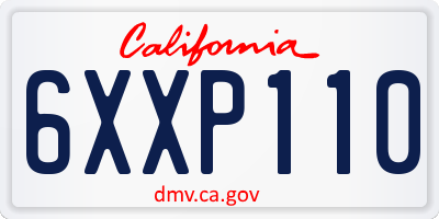 CA license plate 6XXP110