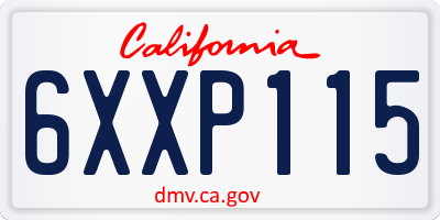 CA license plate 6XXP115