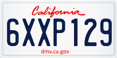 CA license plate 6XXP129