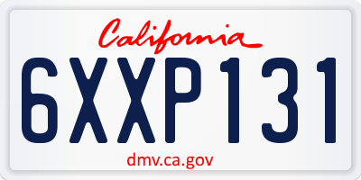 CA license plate 6XXP131