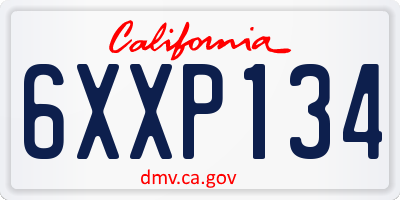 CA license plate 6XXP134