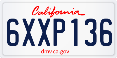 CA license plate 6XXP136