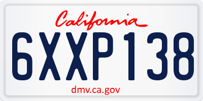 CA license plate 6XXP138