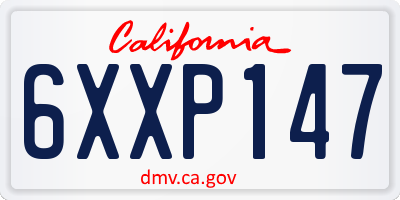 CA license plate 6XXP147