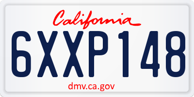 CA license plate 6XXP148