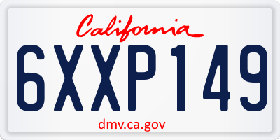 CA license plate 6XXP149
