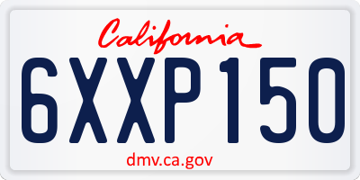 CA license plate 6XXP150