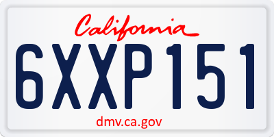 CA license plate 6XXP151