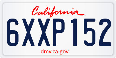 CA license plate 6XXP152