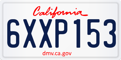 CA license plate 6XXP153