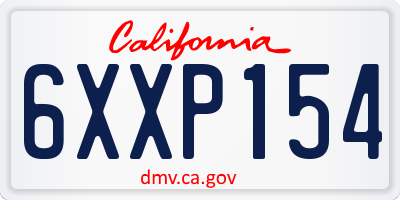 CA license plate 6XXP154