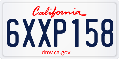 CA license plate 6XXP158