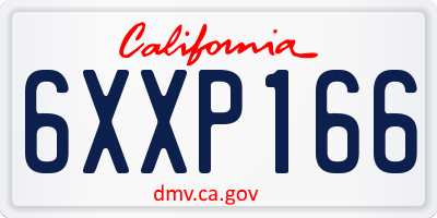 CA license plate 6XXP166