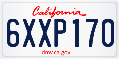 CA license plate 6XXP170