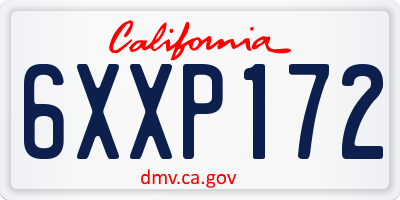 CA license plate 6XXP172